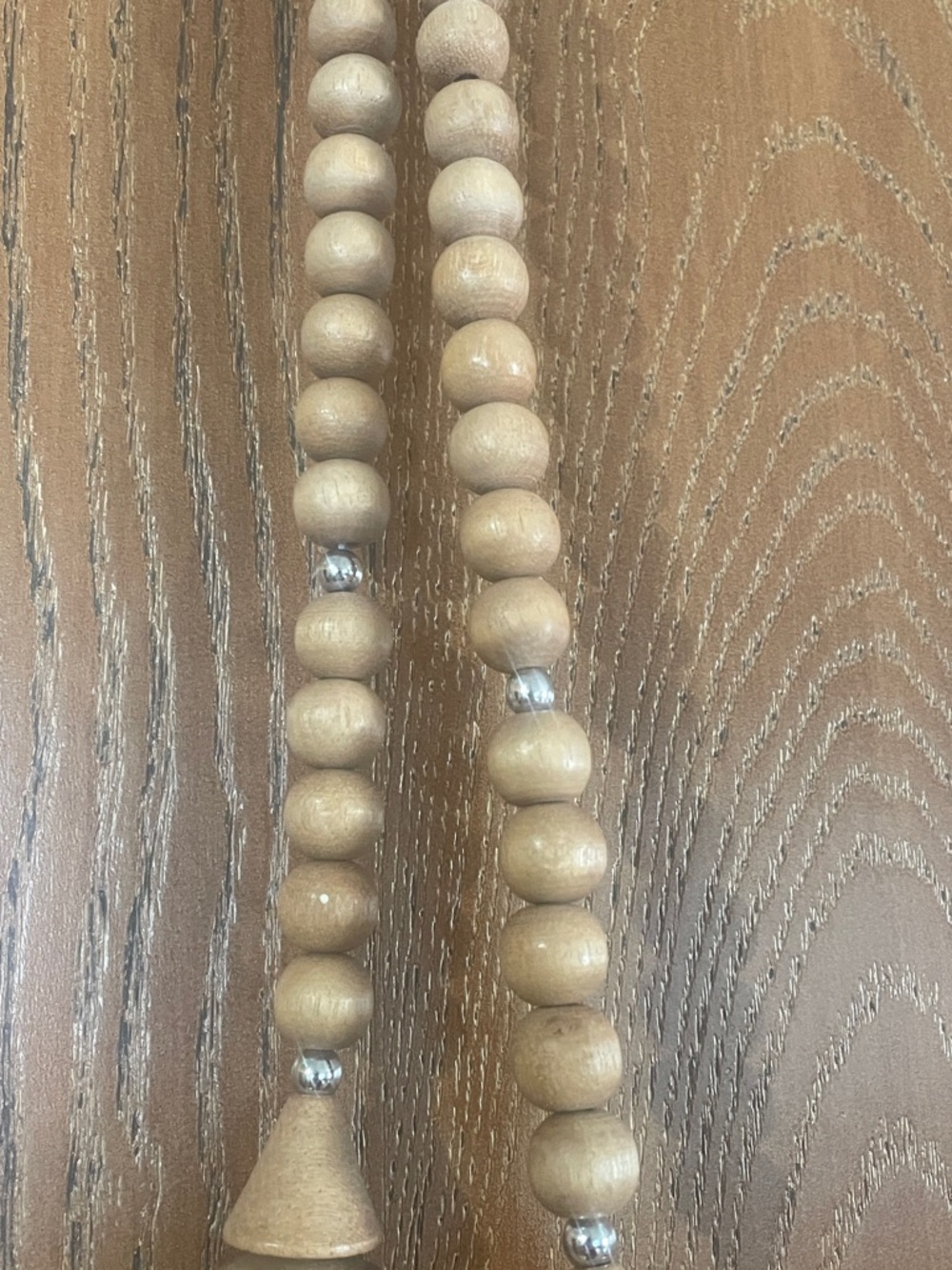 Wood Bead Statement Necklace in Light Naturaly - 11.5in long - Picture 3 of 3